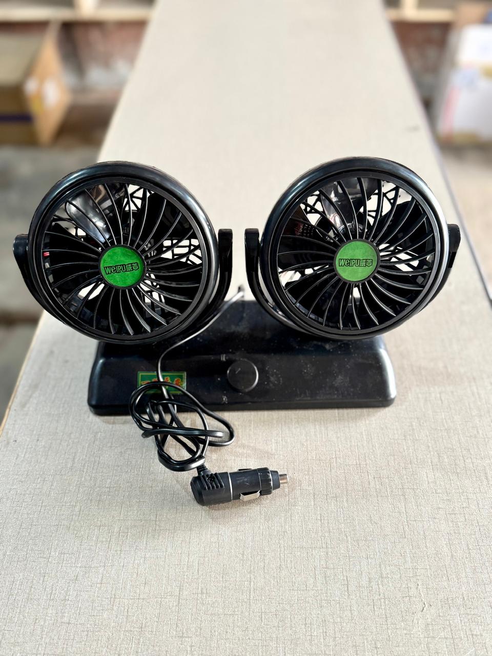 12V 360 Degree Adjustable Car Auto Air Dual Head Fan