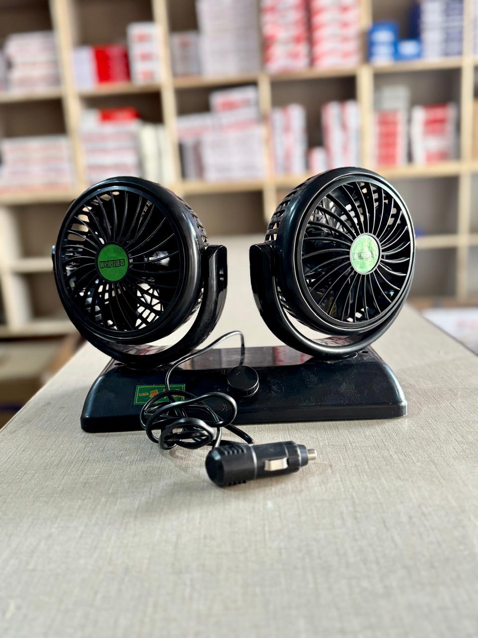 12V 360 Degree Adjustable Car Auto Air Dual Head Fan