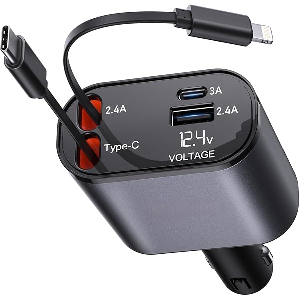 4-in-1 RETRACTABLE CAR PHONE CHARGER-120W