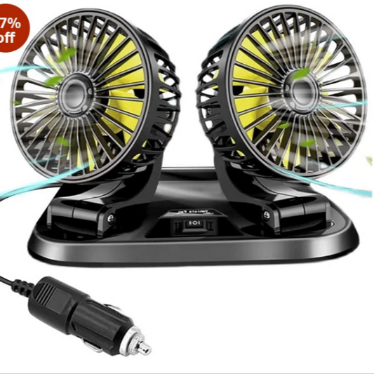 Long Neck Double Headed Car Fan 360° Rotation