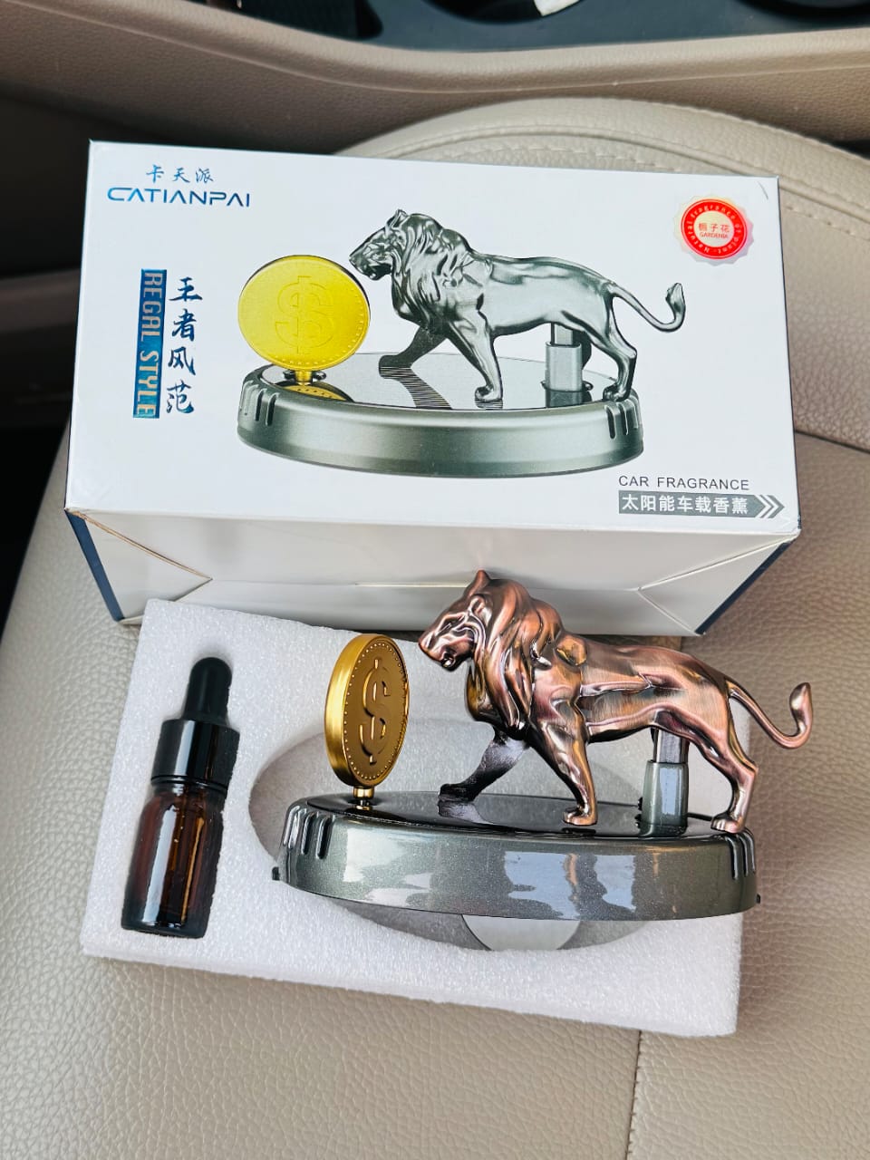 SOLAR POWER TIGER DESIGN CAR AIR FRAGRANCE